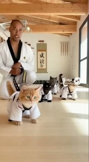 Cat dojo training—forms on point 🐱🥋🎯