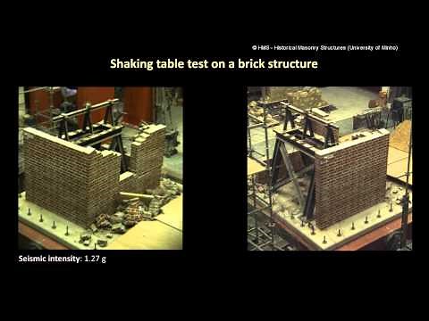 Shaking table test on a brick structure