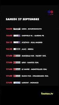 foot à la TV aujourd'hui samedi 27 septembre. Programme TV foot ce soir #foot #TV #ProgrammeTV
