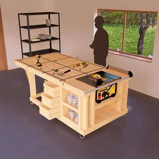 4x6 ft DIY Flip-Top Workbench Plans #ad #woodworkingplans #workbench #diyprojects #dewalt #woodwork