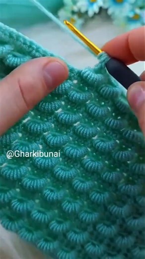 Easy Crochet Bubble Stitch Tutorial 🧶#youtubeshorts @gharkibunai #trending