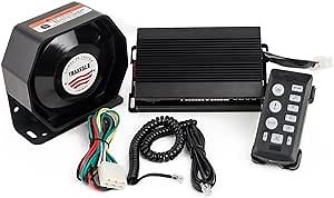 6203 Car Amplifier Police Siren & Metal Ultra Slime Octagon Flat Speaker,DC12V 100W Multi-Tones Handheld Remote Control with Mic Loudspeaker Emergency Electronic PA System