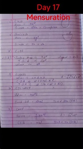 Mensuration most important formulas // Most important formulas for Mensuration