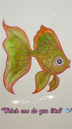 Red Fish with Green Glow Lines ✨🐟 | Sparkle Art #art #drawing #shorts #fishdrawing #redfish