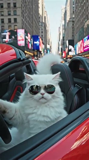 Luna Goes Driving #cat #fypシ゚viral #cute #funny #ferrari #pets