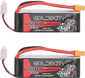 GOLDBAT 3s Lipo Battery 35C 2200mAh 11.1V Lipo Battery with XT60 Connector Soft Case for Airplane RC Quadcopter Helicopter FPV Drone(2 Packs)