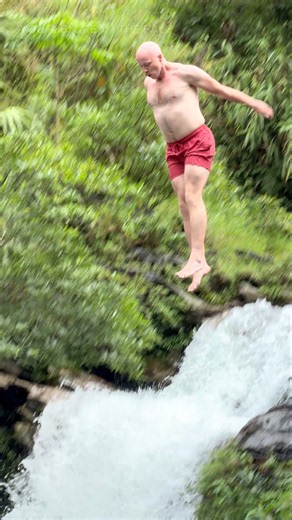 A Jump Into a Hidden Waterfall Surrounded by Untamed Nature #waterfall #nature #cliffjumping