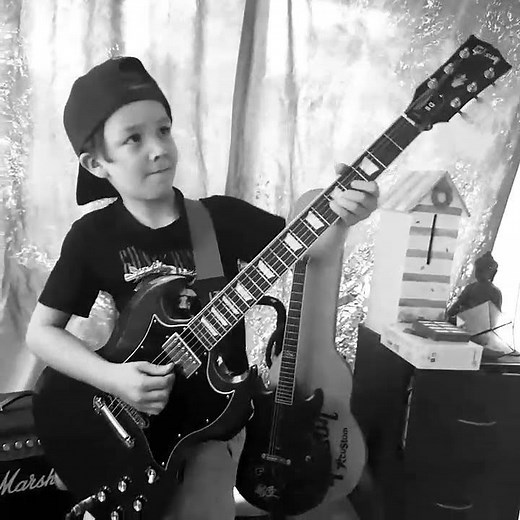 You shook me all night long solo 7 year old taj farrant
