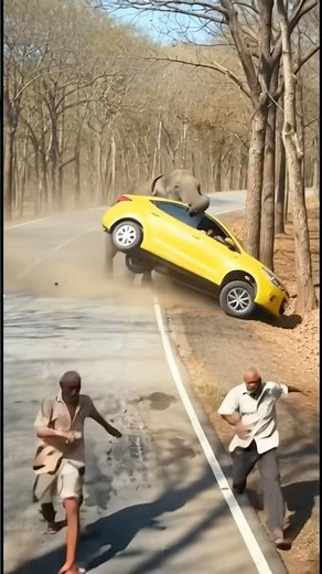 Angry elephant attacks on car 🚗