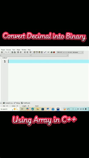 Learn how to convert a decimal number into binary using arrays in C . This program is simple, beginner-friendly, and perfect for understanding number system logic. If you're learning C or programming basics, this is a must-try! #codinglife #cplusplusprogramming #learncoding #programming #foryou Follow for More 💔 💯...