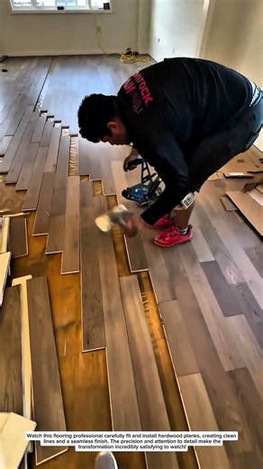 Perfect Hardwood Flooring Installation 🔨🏠 #Flooring #Woodworking #Construction