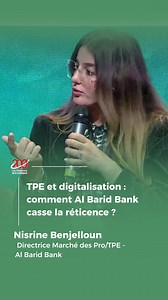 Comment moderniser la gestion des très petites entreprises ? Nisrine Benjelloun Directrice Marché des Pro/TPE - Al Barid Bank Officiel dévoile une initiative concrète : le lancement de la carte business. Conçue spécialement pour les TPE, elle simplifie les paiements et encourage l'adoption des canaux digitaux. Associée à l'appli de mobile banking, elle donne aux entrepreneurs un accès sécurisé et à distance à leurs opérations. Al Barid Bank multiplie aussi les partenariats pour créer des solutio