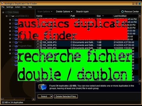 Auslogics duplicate file finder/ recherche fichier double/ tuto FR part 01