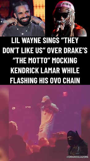 Lil Wayne Mocks Kendrick Lamar with OVO Chain while Singing The Motto by Drake