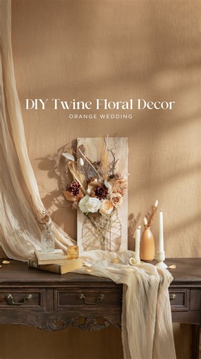 Ling's Moment | Artificial Floral & Wedding Decor & Inspiration on Instagram: "You’ve seen the trend of wedding flower in a jar before, now make it your own! This sweet DIY uses twine to hold an arrangement from our Brown Wedding collection 癩 Tell us, how are you styling this unique, earthy piece of decor? #lingmoment #tabledecor #homedecor #partyplanner #receptionideas #weddingideas #weddingdetails #weddingreceptiondecor #room decor"