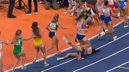 Europei indoor, la brutta caduta di Maureen Koster nei 300m feminili (09.03.2025) - RSI