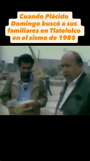 #Sabíasque el tenor Plácido Domingo, al enterarse del sismo del 19 de septiembre de 1985 en la Ciudad de México, voló desde Chicago para unirse a las labores de rescate en el derrumbado edificio Nuevo León de la Unidad Habitacional Tlatelolco. Buscaba desesperadamente a sus familiares cercanos que residían allí: tíos y primos. Desafortunadamente, todos ellos perdieron la vida en el colapso del inmueble, lo que marcó profundamente al tenor. ♦️Acá una entrevista al tenor durante aquellos aciagos d