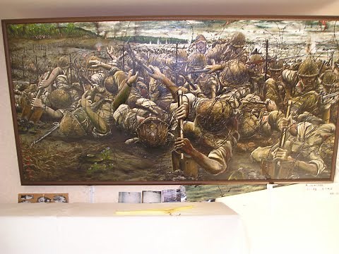 1941年12月8日マレー半島上陸作戦図。油彩Ｍ１２０号。