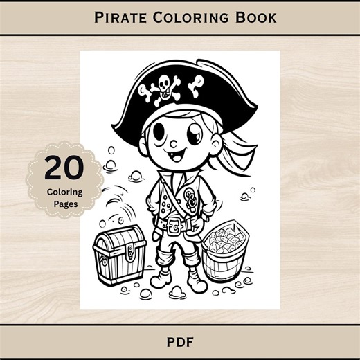 Pirate Coloring Book, 20 Printable Adventure Pages (PDF) - Etsy