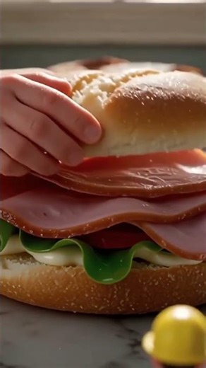 Tiny workers preparing for a giant sandwich burger