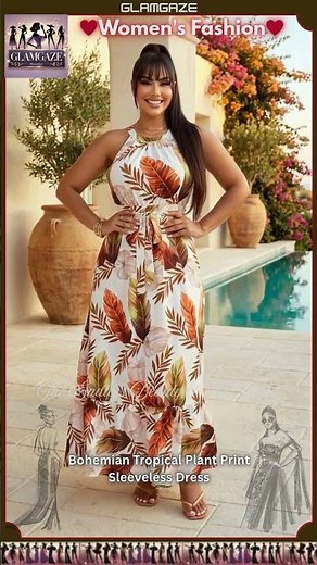 Boho Tropical Plus Size Dress 🌿🌺 Flowy Summer Vibes 👗✨ #BohoStyle #PlusSizeFashion #VacationOutfit