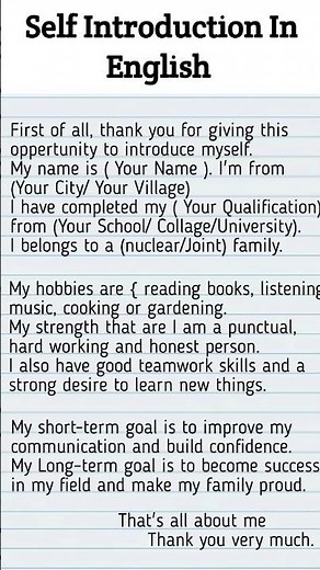 Best Self Introduction in English for Students & Job Interviews | Simple & Effective Format english