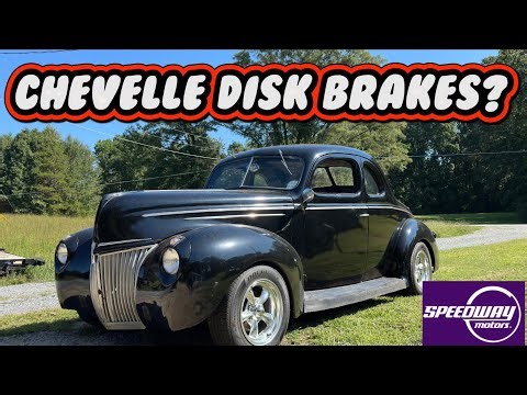 Chevelle disk brakes on a 1939 Ford! ‪@speedwaymotors‬ front disk for GM A F and X body cars.