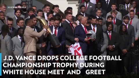 J.D. Vance Drops College Football Championship Trophy During White House Meet and Greet