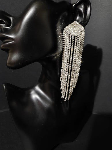 Rhinestone Earrings, Long Cascading Earrings With Crystals, Super Bright Earrings, Long Earrings With Rhinestones, Crystal Stud Earrings - Etsy Israel