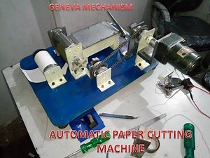 Automatic paper cutting machine by using geneva mechanism
