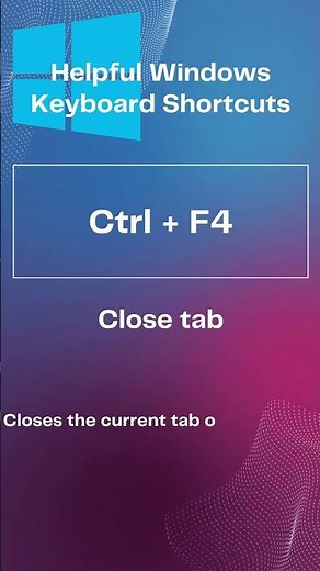 Windows Keyboard Shortcuts Ctrl + F4