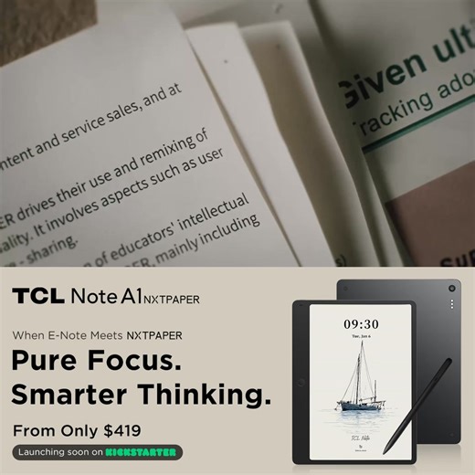 TCL Note A1 NXTPAPER — Where eNote meets NXTPAPER for a lag-free, ghost-free, true paper reading and writing experience. Full-color display combined with the AI Toolbox delivers a smooth, efficient workflow for focus and immersion. ✅Crystal Shield Glass - AG / AF / AR Coating ✅AI Toolbox ✅T-Pen Pro - Instant Response, Zero Ghosting ✅True Tone Display - 16.7 million colors ✅Octa Microphones Array | TCL Mobile