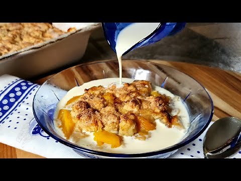 Crumbly Peaches and Cream Cobbler // Easiest one you’ll ever make ❤️
