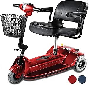 Zipr 3 Wheel Mobility Scooter - Electric Powered Mobile Wheelchair Medical Aid - Folding Portable Compact for Travel, Seniors, Adults and Handicapped - Long Range Battery with Charger Basket Included