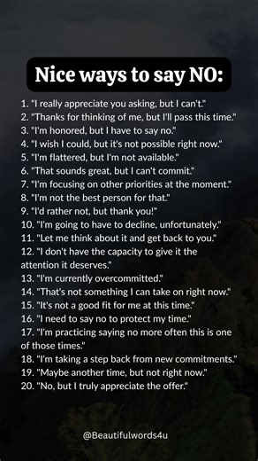 Nice ways to say NO: | Beautiful Words