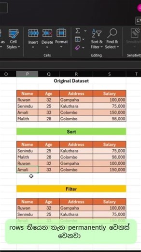 Excel Sort vs Filter 😳 වෙනස මොකද්ද?