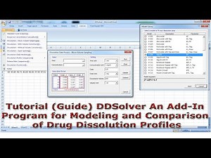 Tutorial (Guide) DDSolver An Add-In Program for Modeling and Comparison of Drug Dissolution Profiles