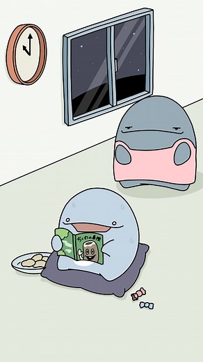 Cozy Animation of Dolphins Reading Together