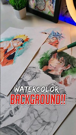 Easy Watercolor Background Tutorial😏 #animedrawing #art #naruto