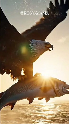 Powerful Sea Eagle Emerges From Ocean With Giant Fish #oceanhunter #wildlifeart