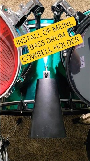 Meinl Bass Drum Cowbell Holder installation pics. #meinlpercussion #drumkit #cowbell #drumtips #drum
