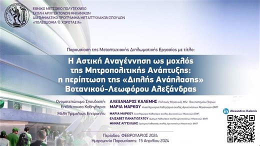 Παρουσίαση Διπλωματικής Εργασίας ΔΠΜΣ Πολεοδομία Χωροταξία Καλέμη Αλέξανδρου, 15/4/2024 | Alexandros Kalemis