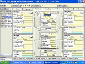 Circle Track Log Book Data Entry