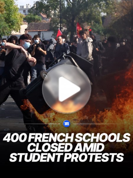 About 400 schools in France are expected to remain closed on Friday after student protests over education-related grievances turned violent in some places. The protests against teacher shortages and dilapidated school buildings erupted in the Paris region last month but have turned increasingly violent as they spread nationwide. Student protesters started fires in at least two high schools on Thursday, while teachers were inadvertently splashed with petrol at a third in the southern city of Mars