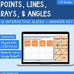 Points, Lines, Line Segments, Rays, and Angles 4th Grade Digital Resource