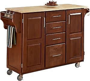 Create-a-Cart Warm Oak 2 Door Cabinet Kitchen Cart with Natural Wood Top by Home Styles