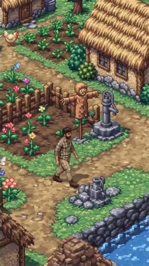 8 bit sprite in a top down pixel game! Farming village Sadik Moment #pixelgaming #pixelmapper #pixel