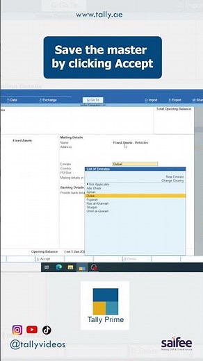 Create Ledgers for Fixed Assets and Depreciation in Tally