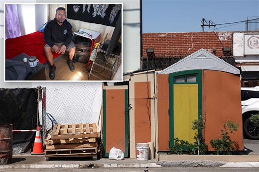 Inside LA’s homeless mini town as tiny houses with TVs and AC are illegally sold for $100