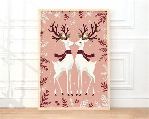Christmas Reindeer Print, Scandinavian Holiday Decor (digital Download) - Etsy